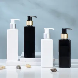 Dispenser di sapone liquido 250ML Bottiglia di lozione Shampoo per bagno Testa di pressatura in oro Quadrato Sub imbottigliamento 221207