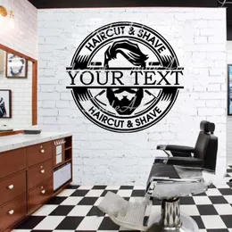 Wall Stickers Cartoon Style Custom Name Barbershop Sticker Home Decor Stikers For Kids Rooms Removable Decals