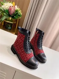 Chanelllies Custom Shoes C08 디자이너 채널 수제 최고 에디션 New Fashion Ladies Plaid Boots Middle Tube