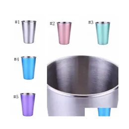 أكواب القهوة أكواب الفولاذ المقاوم للصدأ S Glass Colorf Wine Cold Drink Cup Cup Drinkware with Lids 5 Designs Dslyw2669 Drop del dhw2z