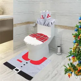 Toilet Seat Covers Phone Christmas Ornament 3 PCS Set Decoration Santa & Cover Rug Bathroom Hands Sculpture Carrot Garland