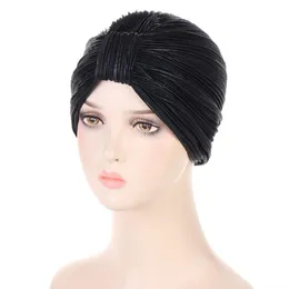 Nuovi cappelli turbante da donna - Berretti annodati con volant solido Berretti chemio pre legati Copricapo Grata per copricapo