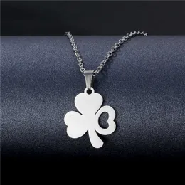 s Hot Selling Simple Four-leaf Clover 304L Stainls Steel Lucky Grass Pendant Fashion Men's and Women's Necklace