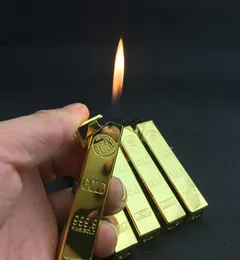 Bullion Shape Lighter Creative Metal Gold Bar Refillable Butane Gas Lighter Flame Cigarett Lighter9772140