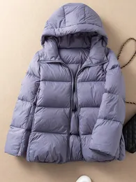 Piumino da donna Fitaylor invernale leggero con cappuccio caldo piumino da donna 90 piumino d'anatra bianco morbido cappotto casual pane tinta unita corto capispalla 221208