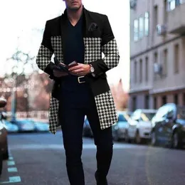 Misturas de lã masculina casaco de lã outono emenda casual blusão jaquetas moda masculina casaco único breasted jaqueta masculina 221208