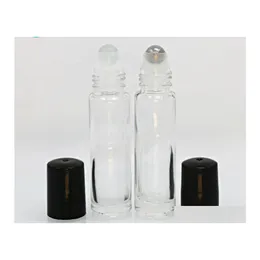 Förpackningsflaskor 600 st mycket klart glasrulle på flaskan 10 ml 1/3oz eterisk olja tom aromaterapi metallrullkula i lager SN1960 DH4VS