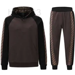 Herrspårar Mens Tracksuits Designer Hoodie Pants Two-Piece Double F Jacquard Brodery Hooded Sweater Men Women Sports Suit Mvy7