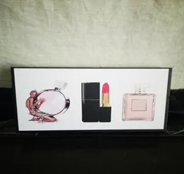3 w 1 Makeup Perfume Zestaw podarunkowy Szansa Kobiety Kolekcja zapachowa Kolekcja Matowe pomadki kosmetyczne Zestaw DE Maquillage Parfum Kits4117183