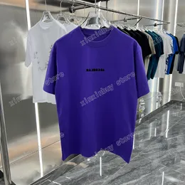 Xinxinbuy męska designerska koszulka t shirt paryż litery haftowany nadruk z krótkim rękawem bawełna damska niebieski fioletowy czarny XS-L