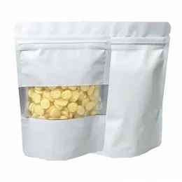 10x15 cm feestvoorraad opstaan ​​ritssluiting mylar tassen matte venster voor zip aluminium foliefas slot snoepjes snacks opslagpakket zakjes pakken