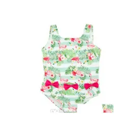 Jednoczęściowe dziewczyna Summer Flamingo Swimsuit One Piece Baby Polyestr stwor kąwiczny Dzieci Ubranie ubrania AM 005 DROP DOBRA DH7DQ