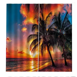 Curtain 3D Coconut Sea View Blackout Curtains For The Living Room Bedroom Window Home Decor Kitchen Drapes