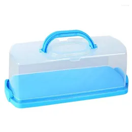 Bakeware Tools Portable Bread Box With Handle Loaf Cake Container Plastic Rectangular Food Storage Keeper Carrier 13Inch Translucent Dome