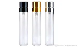 10 ml mini szklane butelki perfum próbka butelka do rozpylania napełniana zapach Atomizer Glass Bottle Fiolki z czarną złotą srebrną czapką7886353