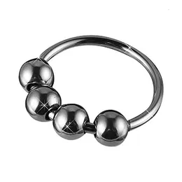 Cockrings sex toy 6 Sizes SAMOX Metal Penis Ring Sex Toys for Men Male Delay Ejaculation Stainless Steel Cock With 4 Beads Glans Stimulator