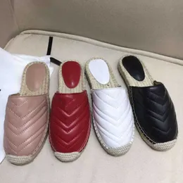 Kvinnor l￤der espadrille r￤nder platt sandal mode non-halp toffel tv￥ tonen canvas sandaler sommar utomhus strand kausal flip flops med l￥da nr30