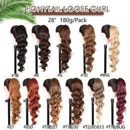 Synthetic Long Loose Curl Ponytail Synthetic Drawstring Ponytails Clip-In Hair Extension For Women Natural Looking Kanekalon Curly Pony Tail