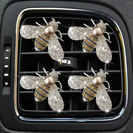 PCS Crystal Bee Car Carro Soofadores de Air Clipes de ventilação Clipe Rhinestone Diamond Decoration Acessórios