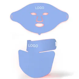 Urządzenia do pielęgnacji twarzy Silicon 7 Koloruje lekka maska ​​LED z szyją odmładzanie skóry leczenie piękno przeciw trądziku P na terapii wybielanie 221208