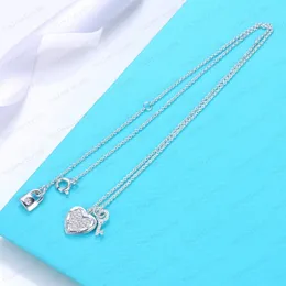 Designer Luxury full diamond love necklace female stainless steel couple gold chain square pendant neck Brand jewelry gift girlfriend accessories