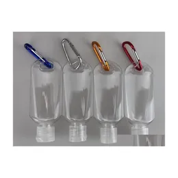 Paketleme şişeleri 50ml boş alkol doldurulabilir şişe anahtar halka kanca ile temiz şeffaf plastik el dezenfektanı seyahat SN3041 D DHZ9D