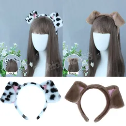 Plush Dog Ear Hair Hoop Simulation Furry Animal Earrs Bodband Plysch h￥rtillbeh￶r Handgjorda s￶ta huvudbonader