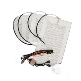 Kit universel de chauffage de siège de voiture intégré, coussins chauffants  en Fiber de carbone 12V, ensemble de coussins à interrupteur rond adaptés