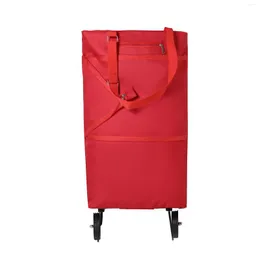 Storage Bags Folding Wheel Bag Supermarket Household Trolley Portable Shopping Luggage Cart Grocery High-grade Oxford Cloth