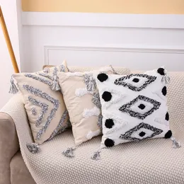 CushionDecorative Pillow Bohemian Tassel Sofa Coverシンプルな正方形のRetroスタイルスローホーム装飾コア221208