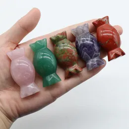 Natural Candy Figurine Stones Reiki Healing Crystal Color Quartz Hand snidade godis för Halloween julklapp