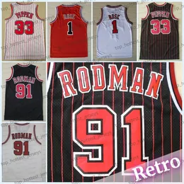 Retro Dennis Rodman baskettr￶ja 33 Scottie Rose Red White Mens Stitched Throwback Basketball Jerseys New Year Christmas fans presenter