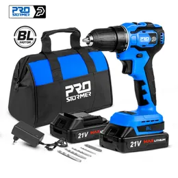 Electric Drill 21V Cordless 40NM Brushless Mini Driver Screwdriver 20Ah Battery Household Power Tools 5pcs Bits by PROSTORMER 221208