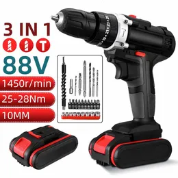 Electric Drill pro 88VF 3 in 1 Screwdriver 2 Speed 253 Torque Driver Power Tool Set with 6000mAh Battery Accessories 221208