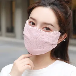 transparente Gesichtsmaske Augenschutzecke im Winter einfache und stimmungsvolle, bequeme, atmungsaktive und warme, doppellagige Modemaske mit Spitzenmuster