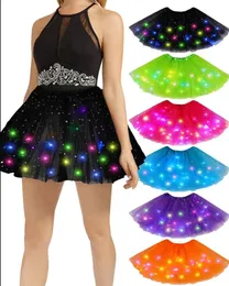 Adults LED Tulle Tutus Stage Wear Lighted Up Layered Star Skirt for Girls Women Ballet Dance Festival Cosplay Rave Party Costumes