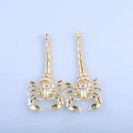 Exaggerated Scorpion Studs Earrings for Women Gold Big Statement Street Party Dangles Luxury Fashion Design Animal Pendant Alloy Drop Earring Ear Charm Lady Gifts