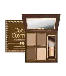 Drop Cocoa Contour Kit 4Colors Bronzers Highlighters Poederpalet Poederpalet Naakt kleur Shimmer Stick Cosmetica Chocolade oogschaduw1848736