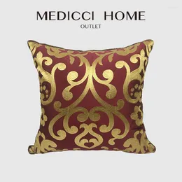 Caixa de travesseiro Medicci Vinho em casa Red Cushion Cover Gold Floral Bordado Bordado Europeu Estofamento Italiano Classic Conchoneado Top Chic