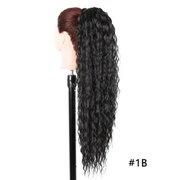 Sentetik çip-at kuyruğu saç uzatması 28inch 70cm Brezilya Dalga Uzun Sarma Sahte At kuyruğu Etrafında Kıvırcık Pony Tail Ombre Horsetail Kadınlar için