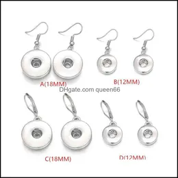 Dangle Chandelier Sier Plated 12Mm 18Mm Snap Button Earrings For Women Snaps Buttons Jewelry Drop Delivery Dhlns
