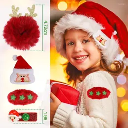 Christmas Decorations 12 Pieces Hair Clips Kid Girl Lovely Barrettes Xmas Tree Santa Claus Elk Hairpins Wristband Brooch