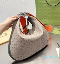 Tasarımcı -Crossbdoy çanta ataşe omuz çanta çantası çantalar patchwork deri kanca bağlantı elemanı fermuar pamuk keten en kaliteli kadınlar yarım ay çantası çıkarılabilir kayış