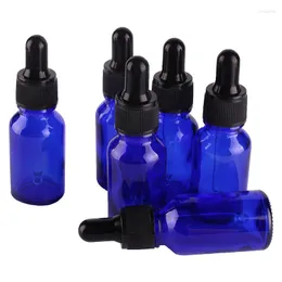 Garrafas de armazenamento 6pcs 15ml Gotas de vidro azul com pipeta perfumes vazios frascos líquidos