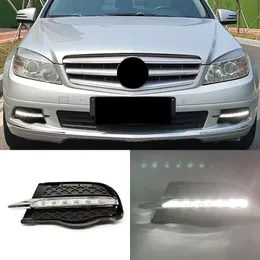 Bil LED Daytime Running Light DRL FOG Lamp Cover för Mercedes-Benz C-Class W204 2008 2009 2010 Vit dimma