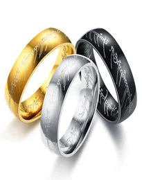 New Stainless Steel Power the Lord of One Ring Lovers Women Men Fashion Jewelry Whole Drop8898709