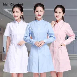 High Quality Medical Uniform Beautician Workwear Long-Sleeved Nurse Outfit White Lab Coat Woman Scrubs Sanitary Clothing