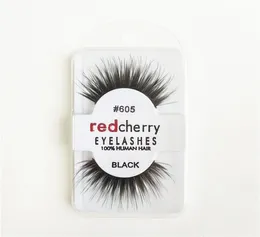 1 Paar falsche Wimpern Red Cherry Women Make -up 100 echtes menschliches Haar dicke 3d beliebte unordentliche Natur Augen schwarz handgefertigte Wimpern Extens2031877