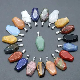 Coffin Shape Fortune Feng Shui Pingente Reiki Cura Quartzo de Pedra Agates Cura Cristal Tigre Charmos de jóias