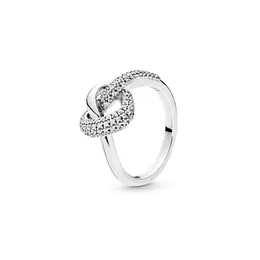 Anello cuore annodato in argento sterling 925 per gioielli da sposa Pandora CZ Diamond Love Hearts Anelli per donne Ragazze Regali di fidanzamento con scatola originale